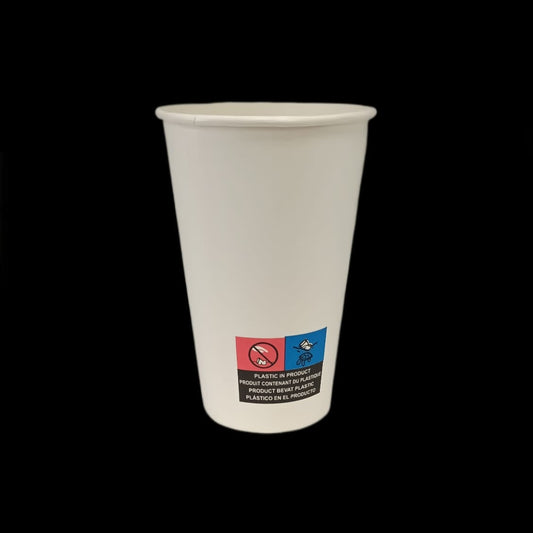 Vienreizējās lietošanas papīra glāzes, baltas, 355ml, D80mm 1000gab.